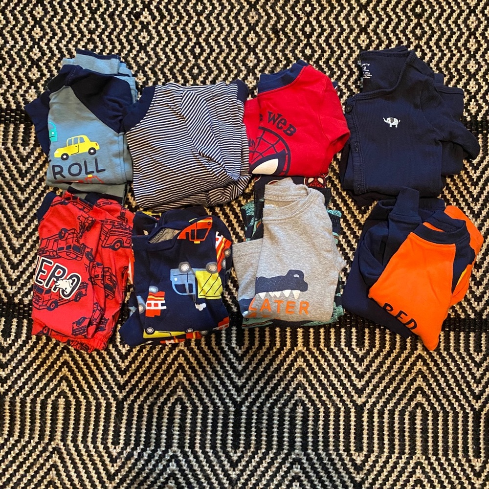 Lot of 8 baby boy pajama sets size 12 months